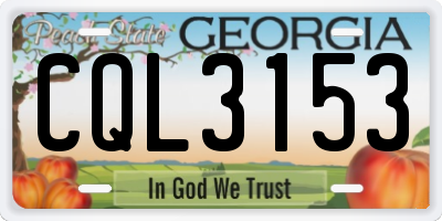 GA license plate CQL3153