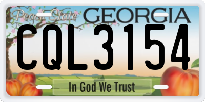 GA license plate CQL3154