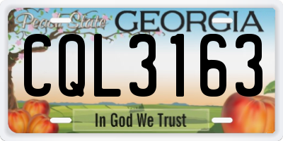 GA license plate CQL3163