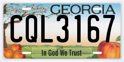 GA license plate CQL3167