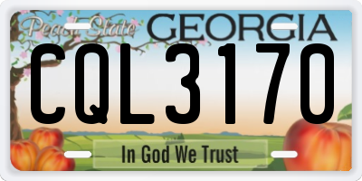 GA license plate CQL3170