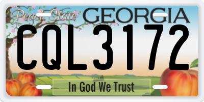 GA license plate CQL3172
