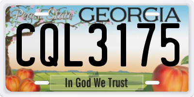 GA license plate CQL3175