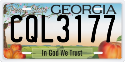 GA license plate CQL3177
