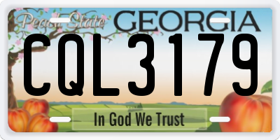 GA license plate CQL3179