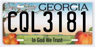 GA license plate CQL3181
