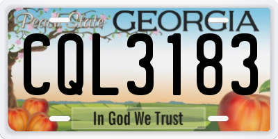 GA license plate CQL3183