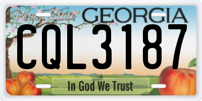 GA license plate CQL3187