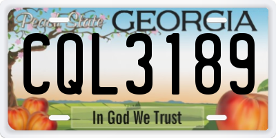 GA license plate CQL3189