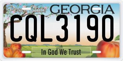 GA license plate CQL3190
