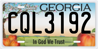 GA license plate CQL3192