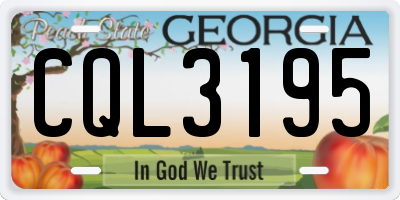 GA license plate CQL3195