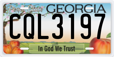 GA license plate CQL3197