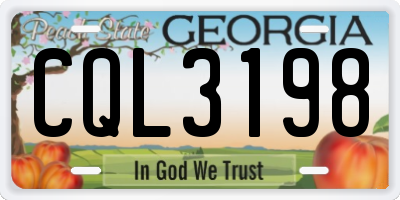 GA license plate CQL3198