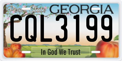 GA license plate CQL3199