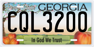 GA license plate CQL3200