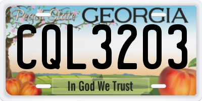 GA license plate CQL3203