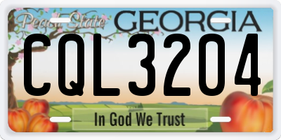 GA license plate CQL3204