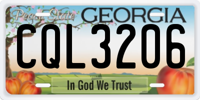 GA license plate CQL3206
