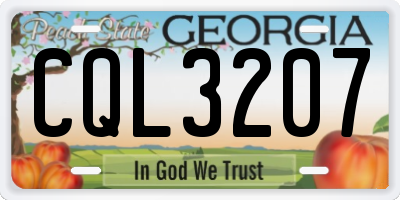 GA license plate CQL3207