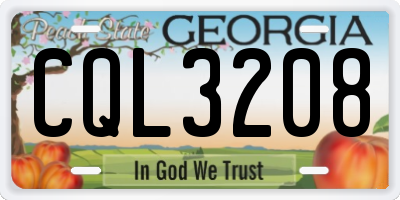 GA license plate CQL3208