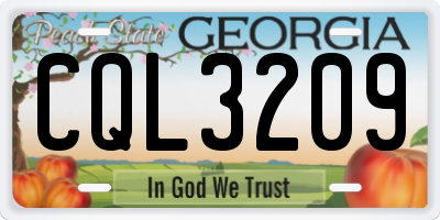 GA license plate CQL3209