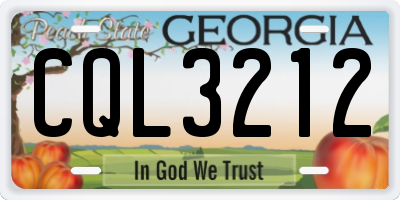 GA license plate CQL3212