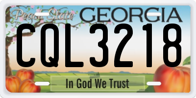 GA license plate CQL3218