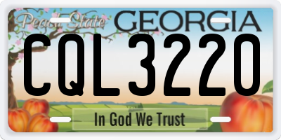 GA license plate CQL3220
