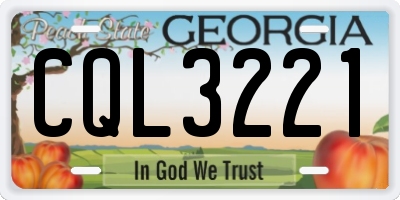 GA license plate CQL3221