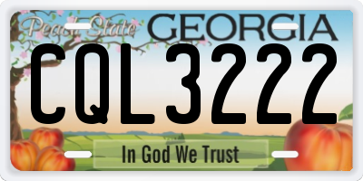 GA license plate CQL3222