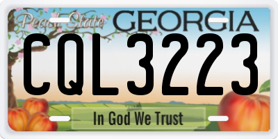 GA license plate CQL3223
