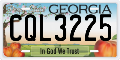 GA license plate CQL3225
