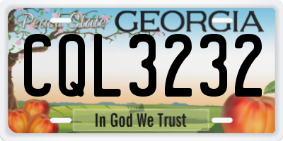 GA license plate CQL3232