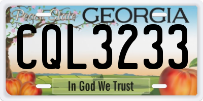GA license plate CQL3233