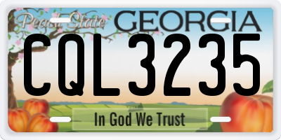 GA license plate CQL3235