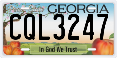 GA license plate CQL3247