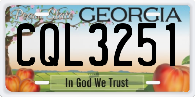 GA license plate CQL3251