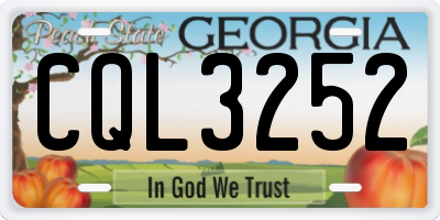 GA license plate CQL3252