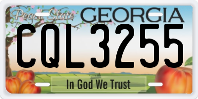 GA license plate CQL3255