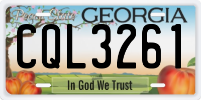 GA license plate CQL3261
