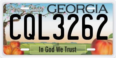 GA license plate CQL3262