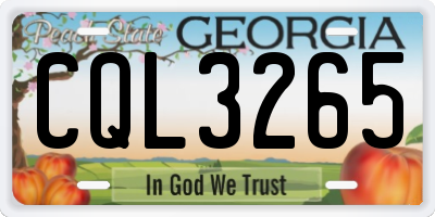 GA license plate CQL3265
