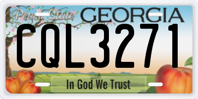 GA license plate CQL3271