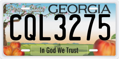 GA license plate CQL3275