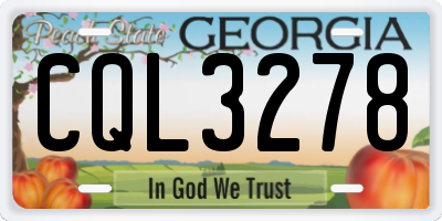 GA license plate CQL3278