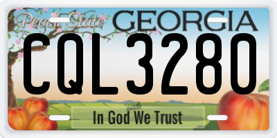 GA license plate CQL3280