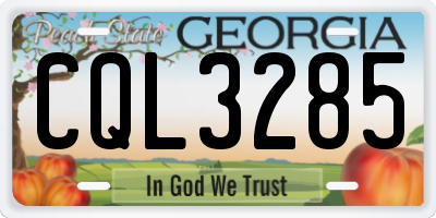 GA license plate CQL3285