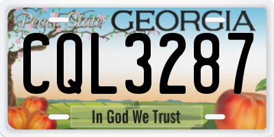 GA license plate CQL3287