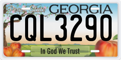 GA license plate CQL3290